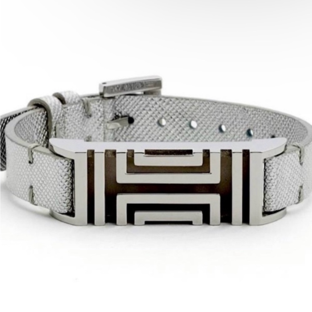TORY BURCH FOR FITBIT METALLIC LEATHER BRACELET